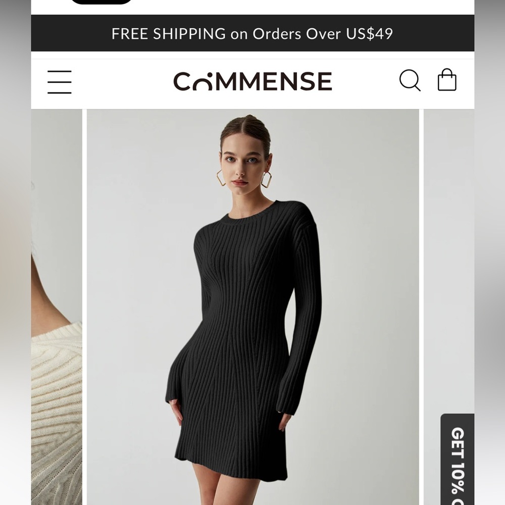 NWT Commense Ribbed Crewneck Sweater Dress - Black/ small
